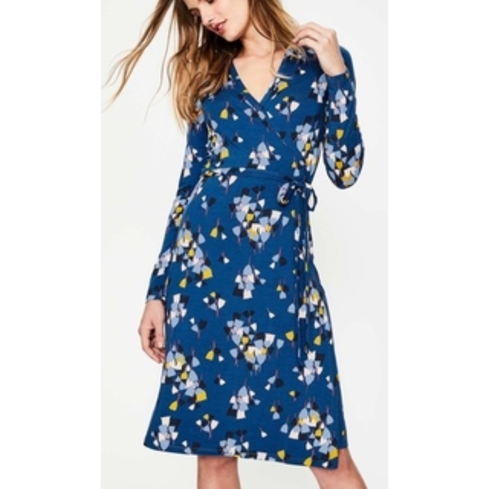 Boden Jersey Wrap Dress in Blue Tulip, Sz US 6P